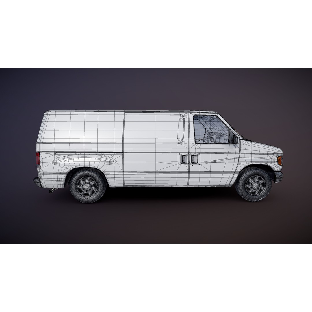 90s Industrial Van 3D Model – Low Poly Game Ready Asset, FBX - View 28