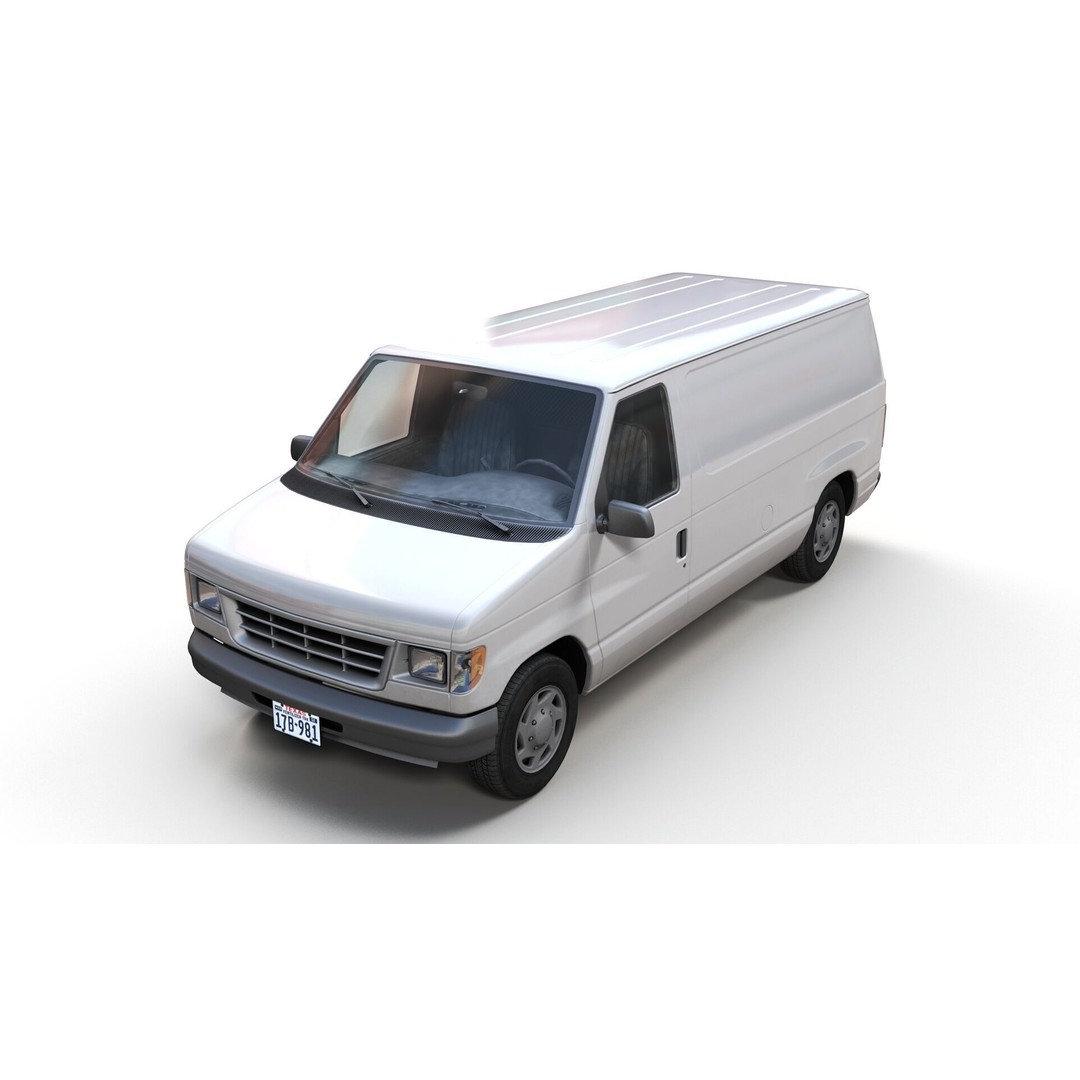 90s Industrial Van 3D Model – Low Poly Game Ready Asset, FBX - View 3