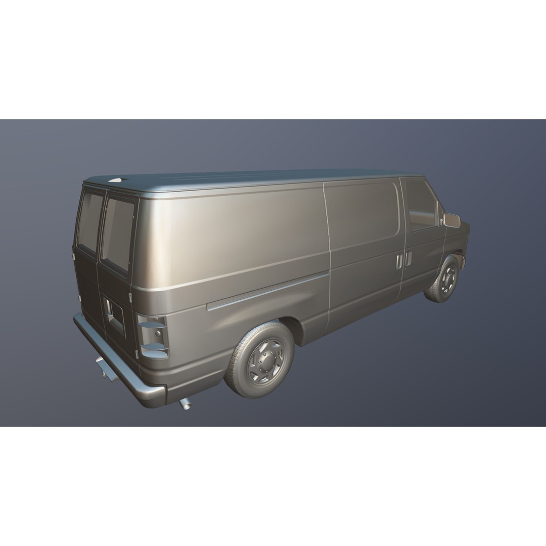 90s Industrial Van 3D Model – Low Poly Game Ready Asset, FBX - View 34