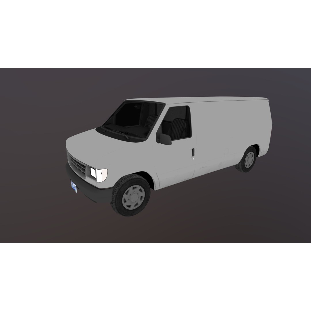 90s Industrial Van 3D Model – Low Poly Game Ready Asset, FBX - View 35