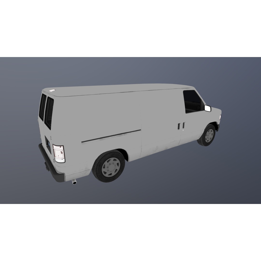 90s Industrial Van 3D Model – Low Poly Game Ready Asset, FBX - View 36