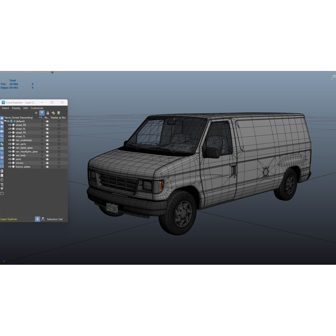 90s Industrial Van 3D Model – Low Poly Game Ready Asset, FBX - View 37