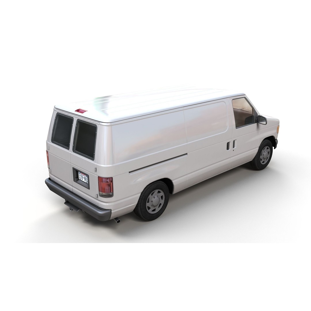 90s Industrial Van 3D Model – Low Poly Game Ready Asset, FBX - View 4