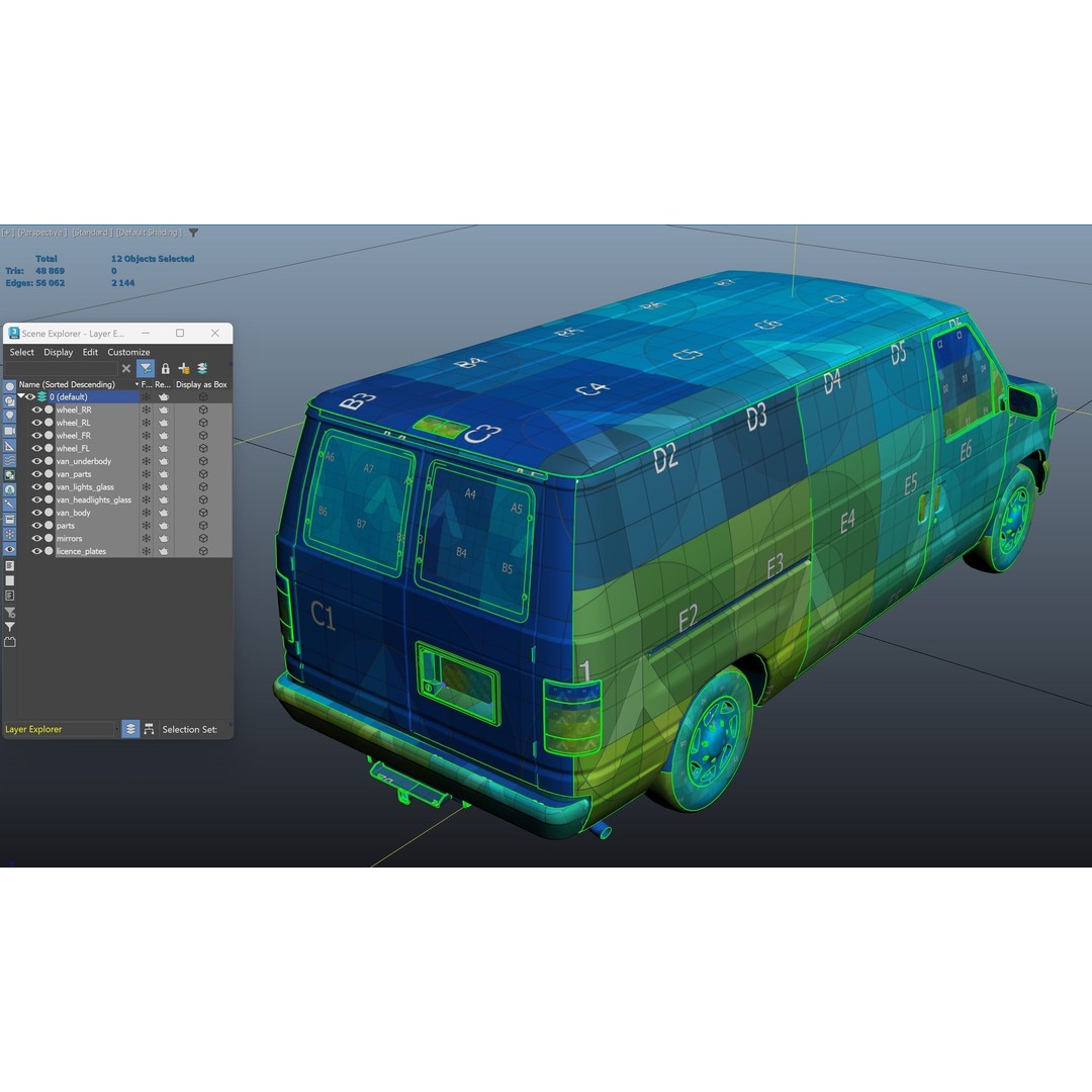 90s Industrial Van 3D Model – Low Poly Game Ready Asset, FBX - View 42