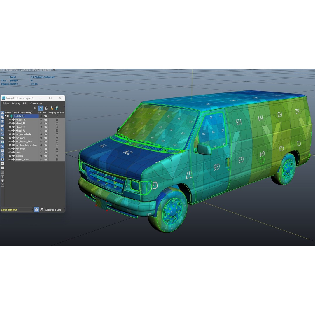 90s Industrial Van 3D Model – Low Poly Game Ready Asset, FBX - View 43