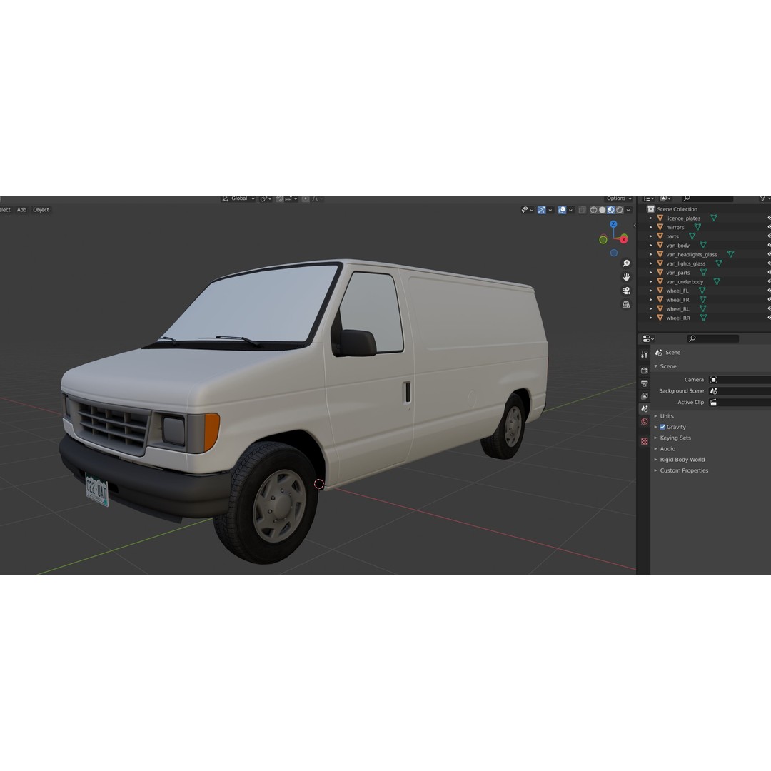 90s Industrial Van 3D Model – Low Poly Game Ready Asset, FBX - View 44