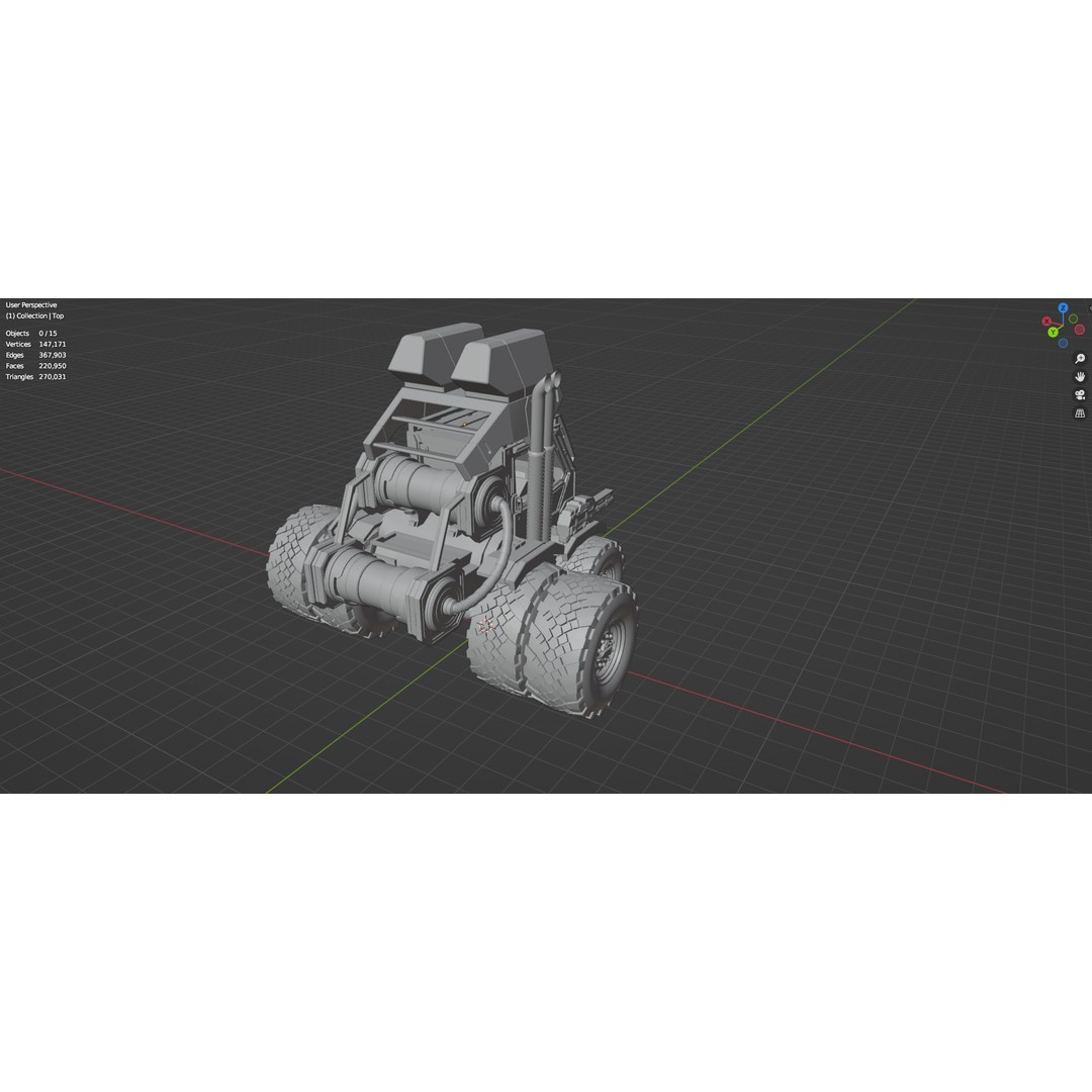 Industrial Machinery Vehicle 3D Model – Low Poly Forklift, FBX, OBJ