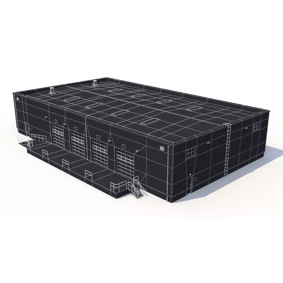 Warehouse 3D Model – Low Poly PBR Industrial Asset, FBX, OBJ - View 12
