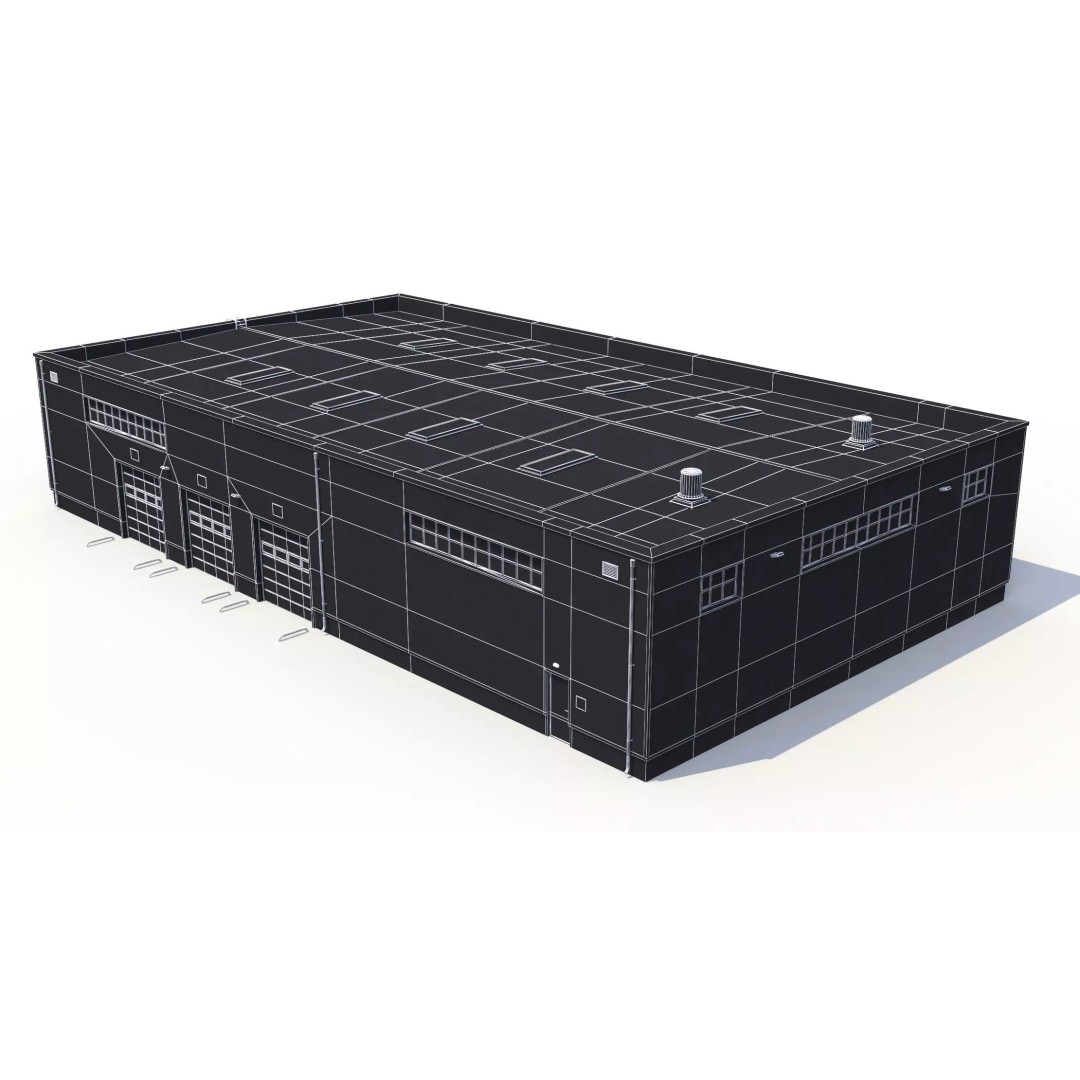 Warehouse 3D Model – Low Poly PBR Industrial Asset, FBX, OBJ - View 13