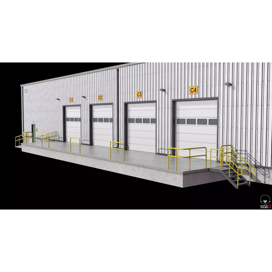 Warehouse 3D Model – Low Poly PBR Industrial Asset, FBX, OBJ - View 18