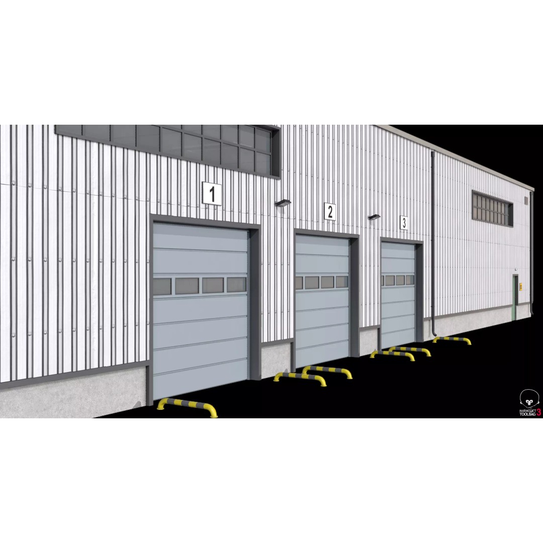 Warehouse 3D Model – Low Poly PBR Industrial Asset, FBX, OBJ - View 20