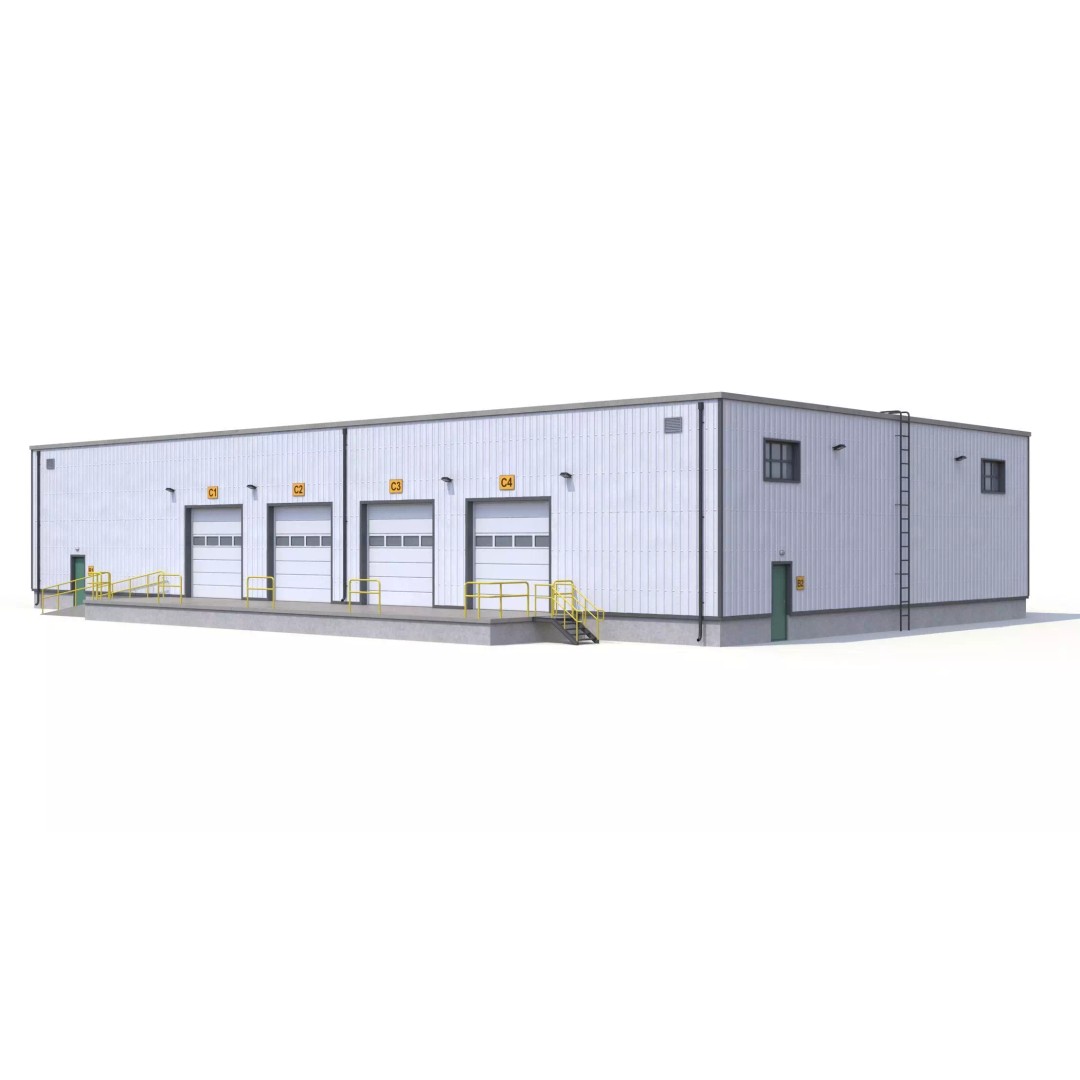 Warehouse 3D Model – Low Poly PBR Industrial Asset, FBX, OBJ - View 5