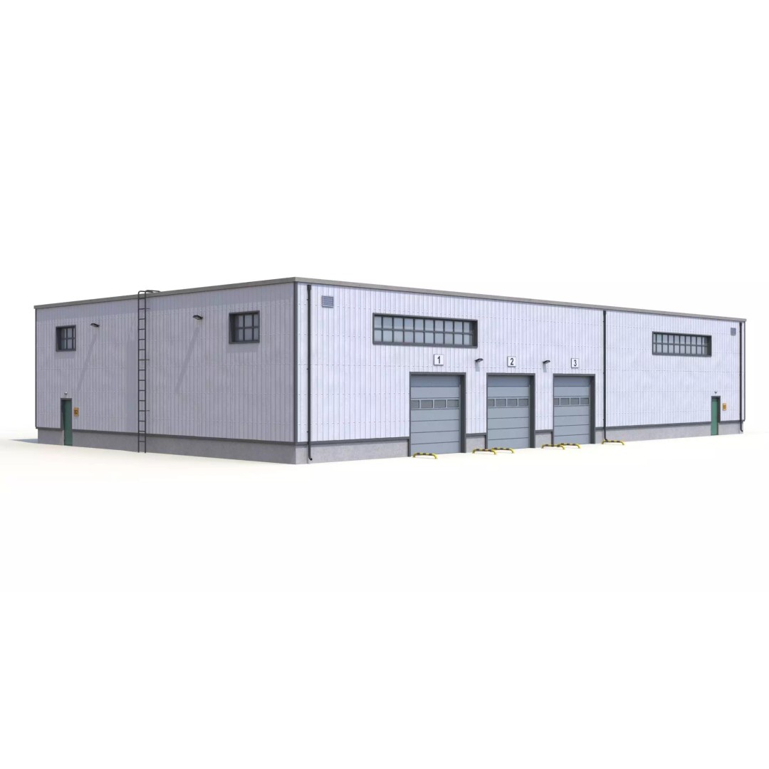 Warehouse 3D Model – Low Poly PBR Industrial Asset, FBX, OBJ - View 7