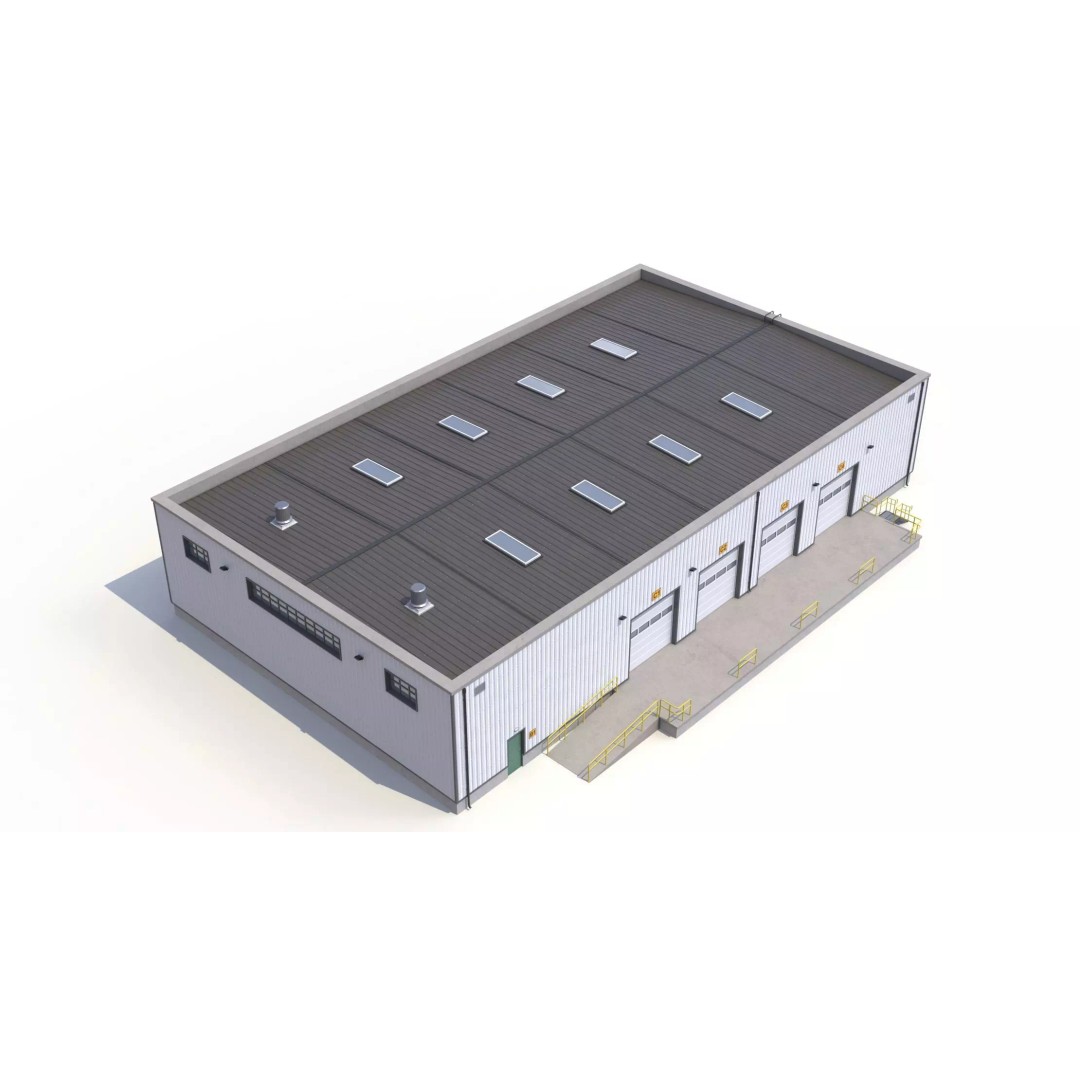 Warehouse 3D Model – Low Poly PBR Industrial Asset, FBX, OBJ - View 8