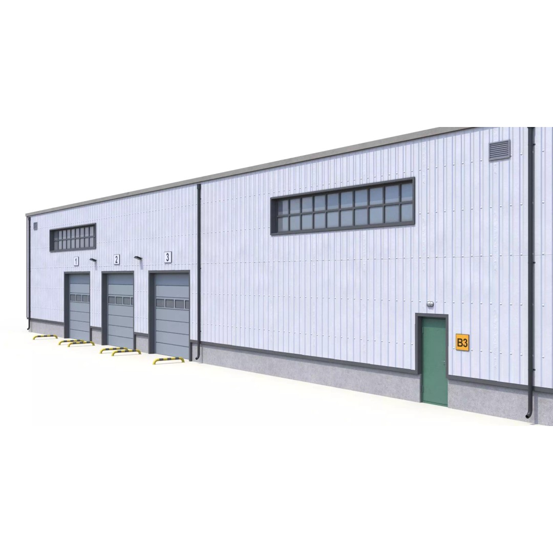 Warehouse 3D Model – Low Poly PBR Industrial Asset, FBX, OBJ - View 9