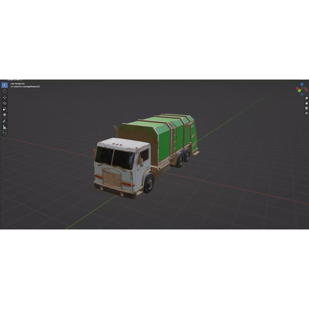 Low Poly Garbage Truck 3D Model – Textured Game Ready Asset, FBX, OBJ