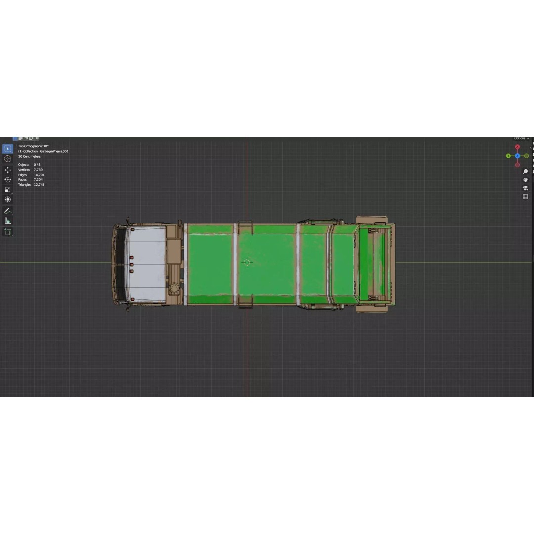 Low Poly Garbage Truck 3D Model – Textured Game Ready Asset, FBX, OBJ - View 11