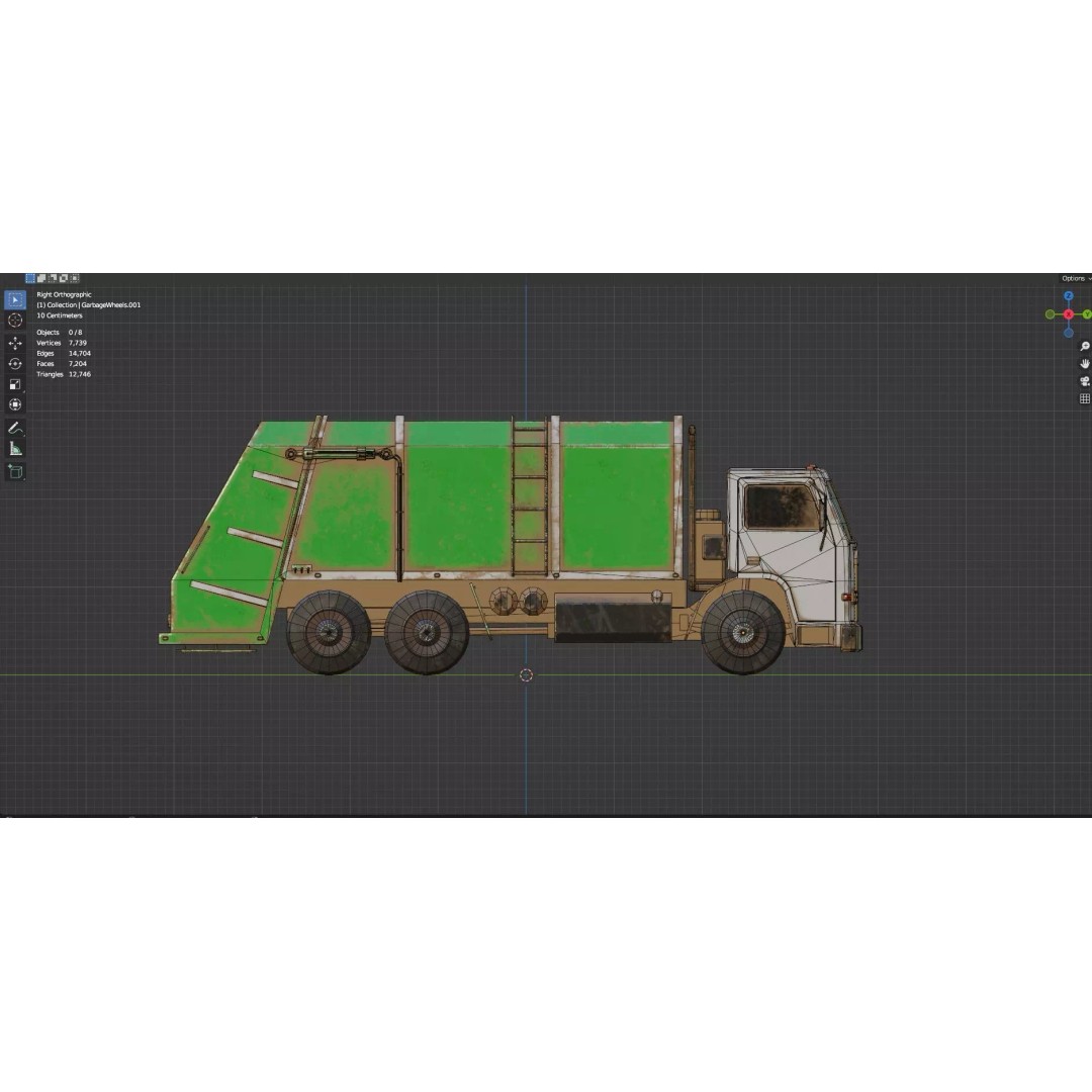 Low Poly Garbage Truck 3D Model – Textured Game Ready Asset, FBX, OBJ - View 15