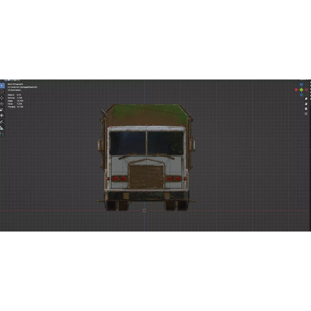 Low Poly Garbage Truck 3D Model – Textured Game Ready Asset, FBX, OBJ - View 16