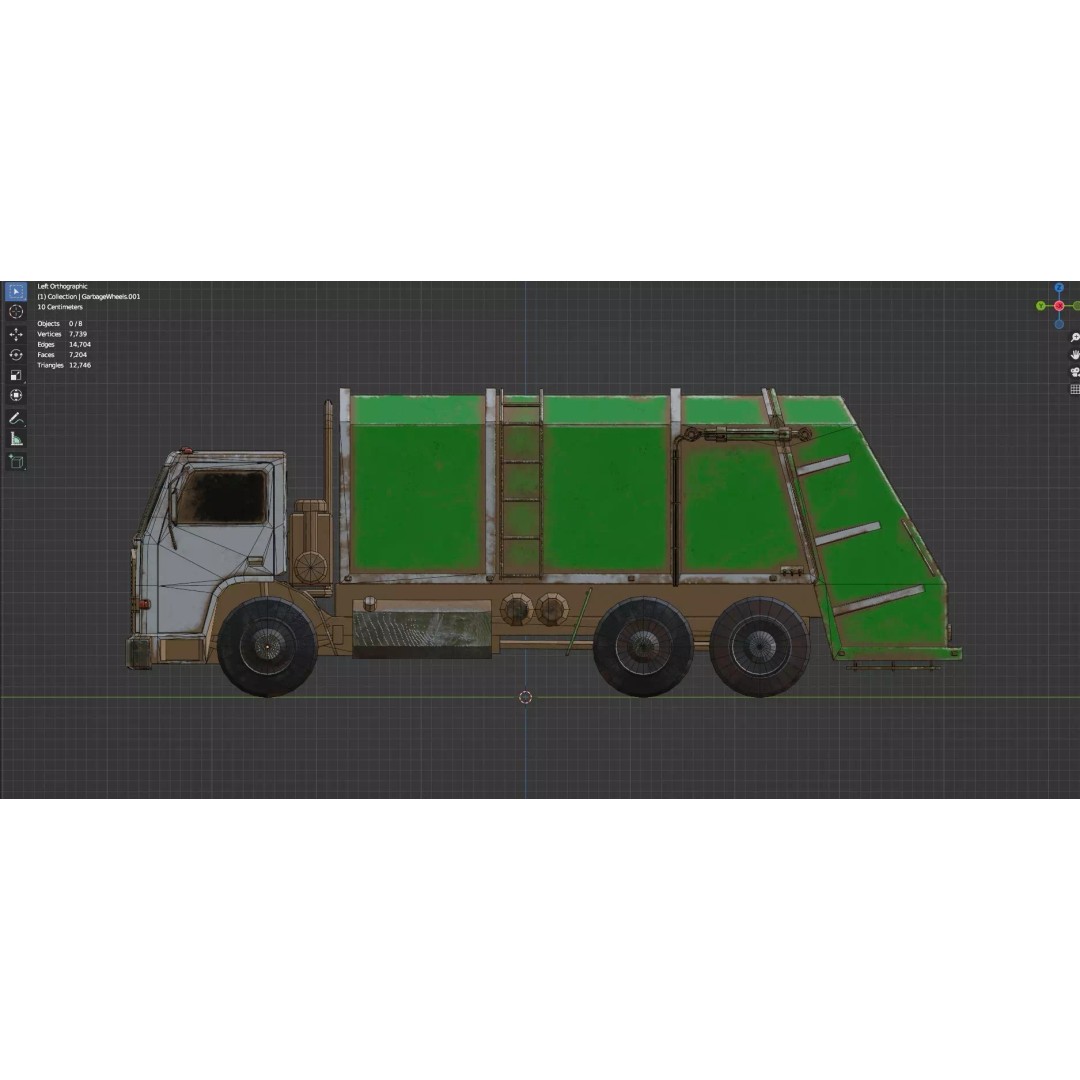 Low Poly Garbage Truck 3D Model – Textured Game Ready Asset, FBX, OBJ - View 17