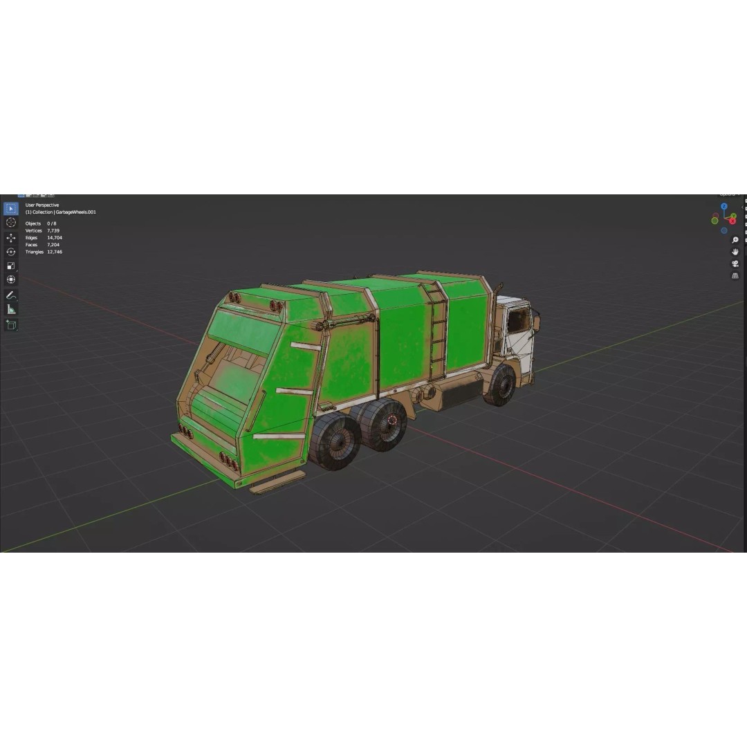 Low Poly Garbage Truck 3D Model – Textured Game Ready Asset, FBX, OBJ - View 19