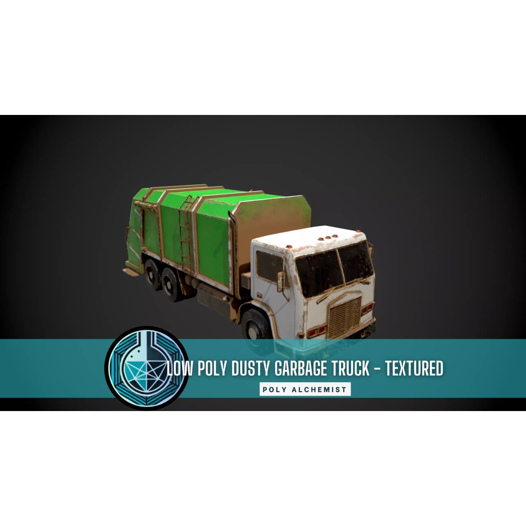 Low Poly Garbage Truck 3D Model – Textured Game Ready Asset, FBX, OBJ - View 2