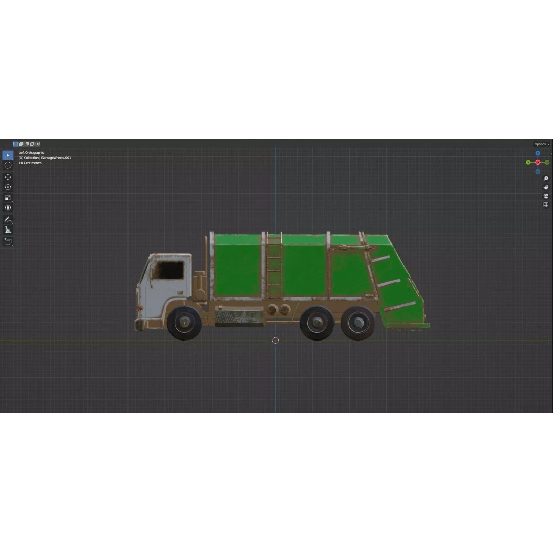 Low Poly Garbage Truck 3D Model – Textured Game Ready Asset, FBX, OBJ - View 25