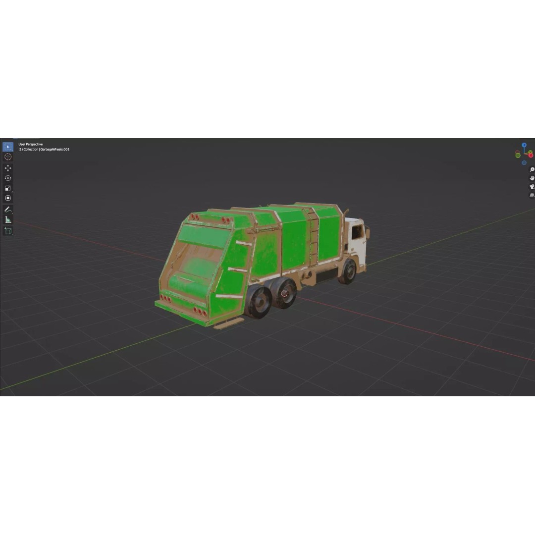 Low Poly Garbage Truck 3D Model – Textured Game Ready Asset, FBX, OBJ - View 27
