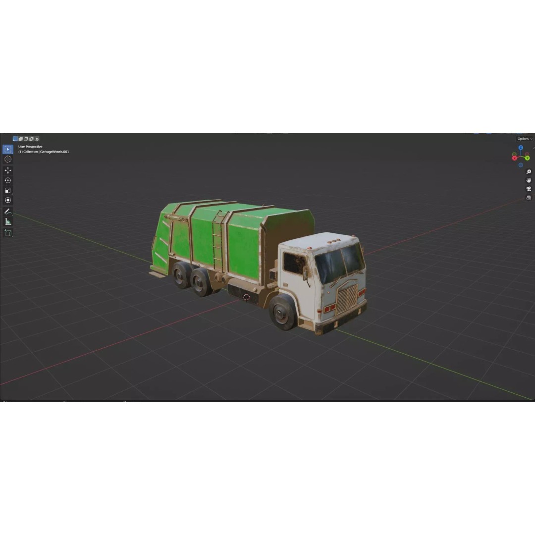 Low Poly Garbage Truck 3D Model – Textured Game Ready Asset, FBX, OBJ - View 28