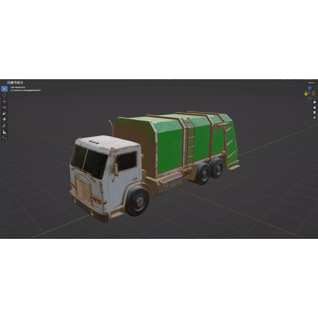 Low Poly Garbage Truck 3D Model – Textured Game Ready Asset, FBX, OBJ - View 29