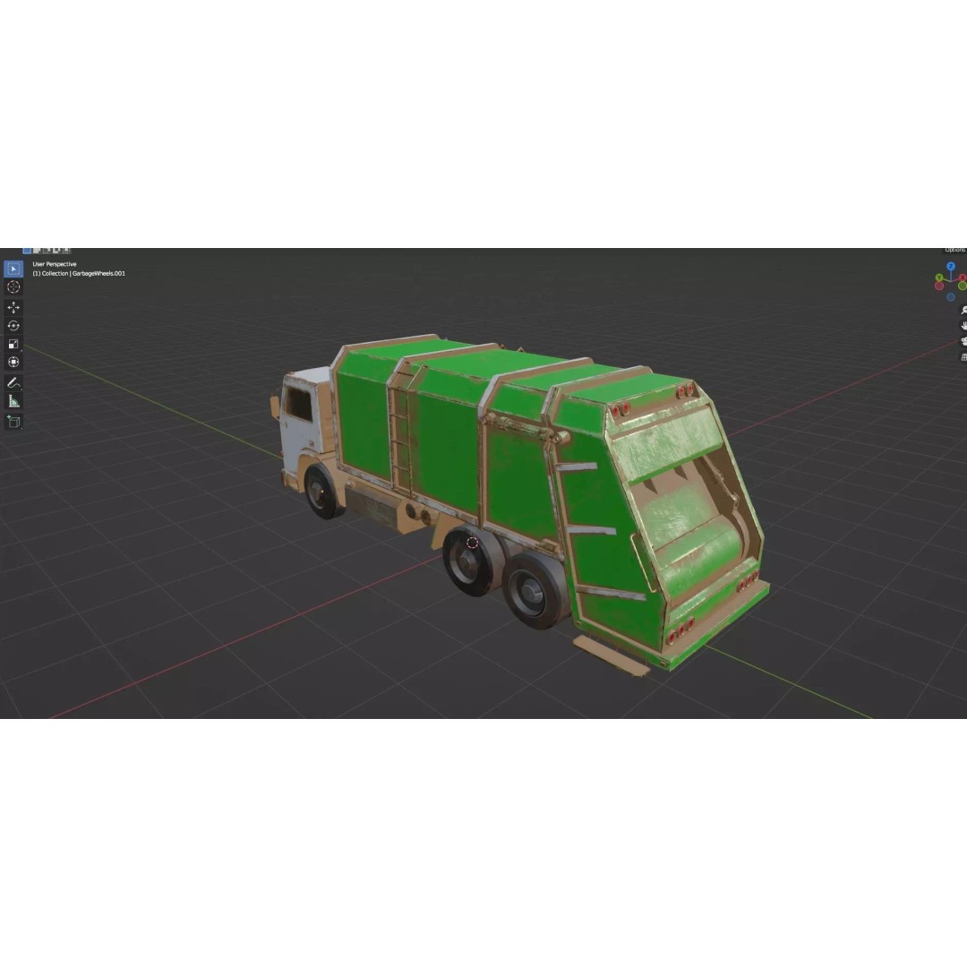 Low Poly Garbage Truck 3D Model – Textured Game Ready Asset, FBX, OBJ - View 30