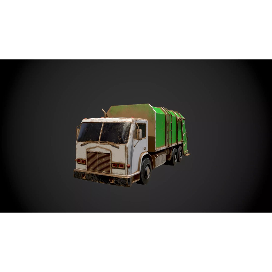 Low Poly Garbage Truck 3D Model – Textured Game Ready Asset, FBX, OBJ - View 8