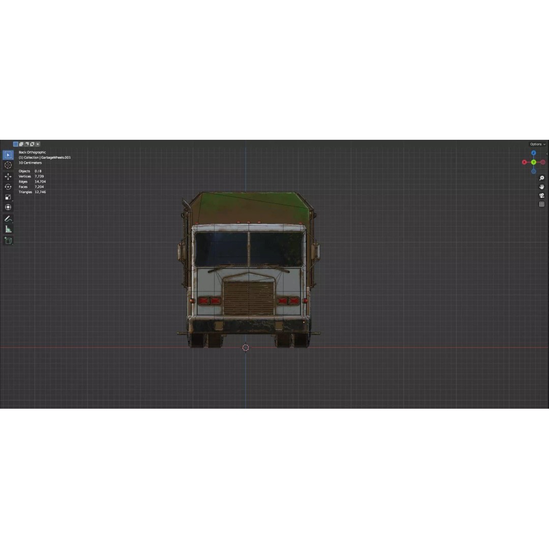 Low Poly Garbage Truck 3D Model – Textured Game Ready Asset, FBX, OBJ - View 9