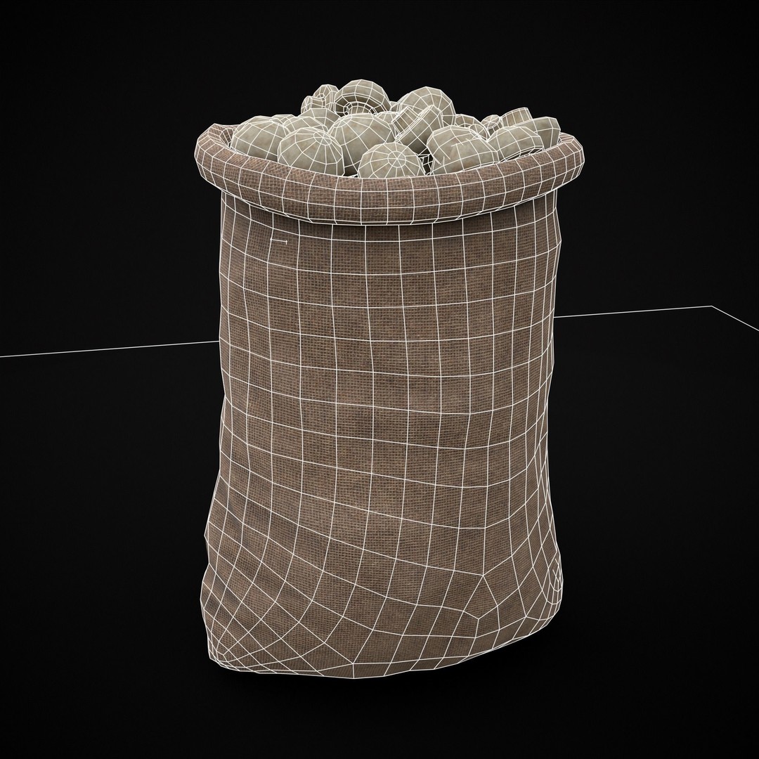 Burlap Sacks of Mushrooms 3D Model – Low Poly PBR Asset, FBX, OBJ - View 15