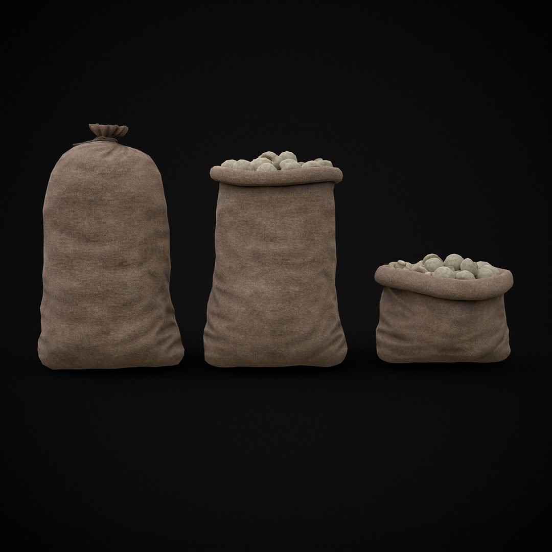 Burlap Sacks of Mushrooms 3D Model – Low Poly PBR Asset, FBX, OBJ - View 20