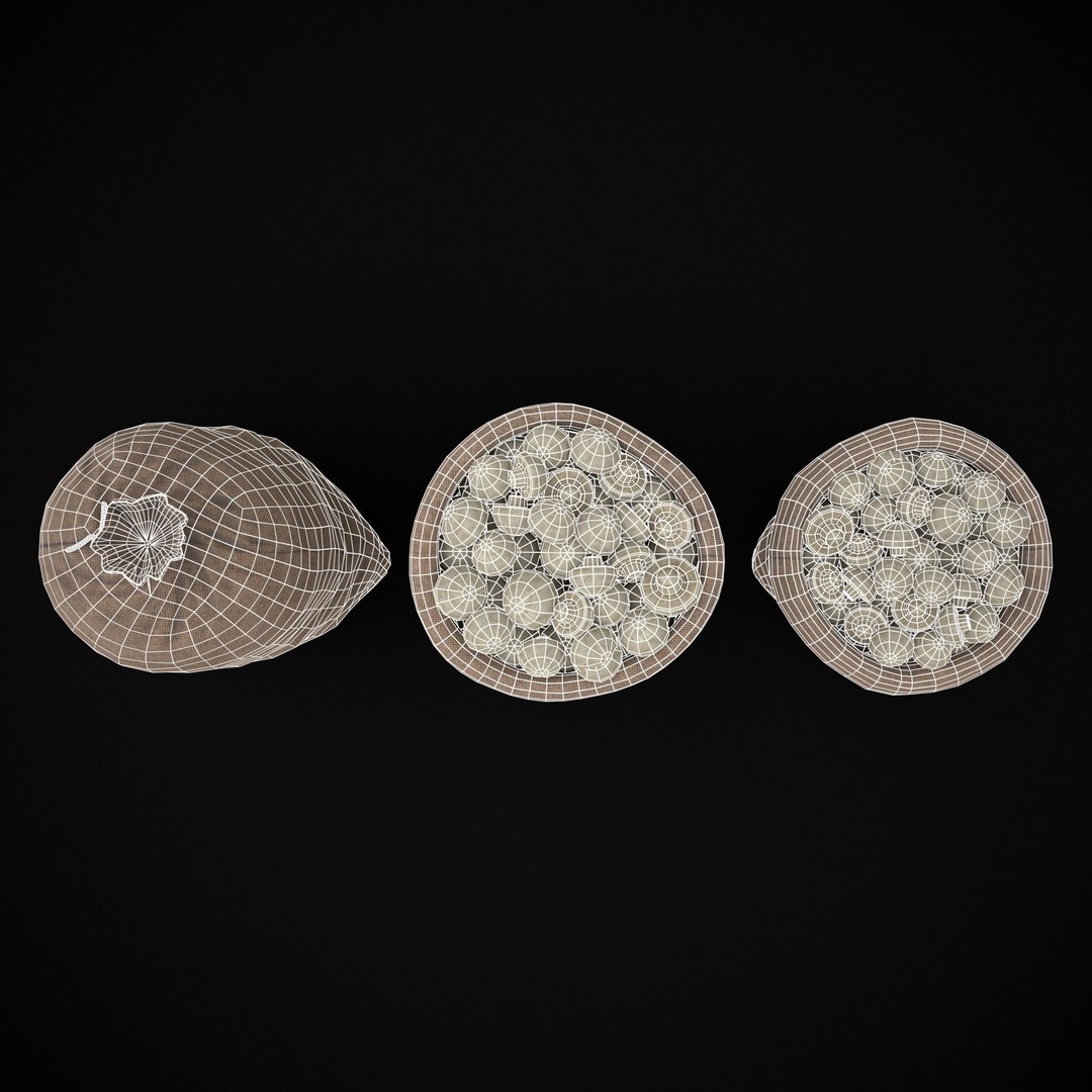 Burlap Sacks of Mushrooms 3D Model – Low Poly PBR Asset, FBX, OBJ - View 7