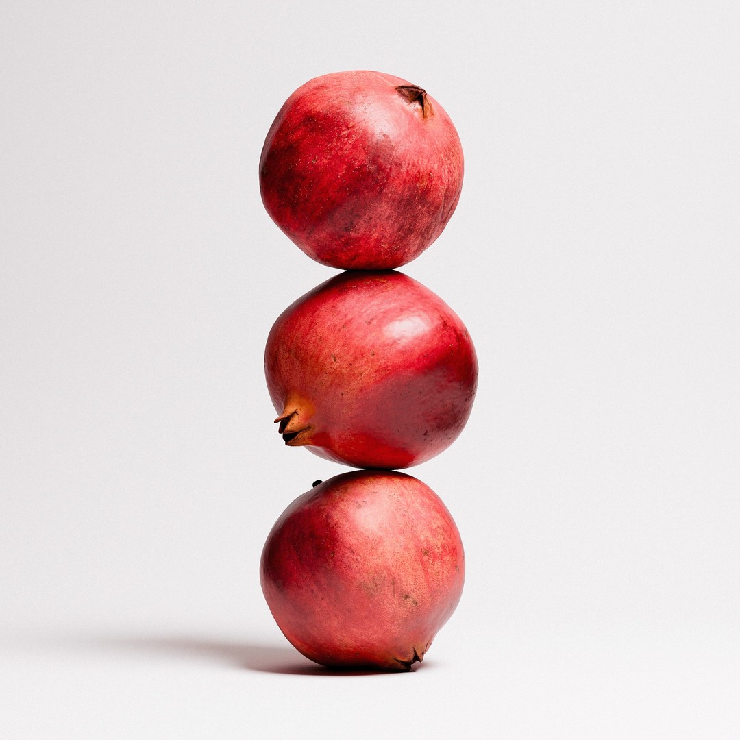 Pomegranate 3D Model – Low Poly Fruit Set with PBR Textures, FBX, OBJ - View 3