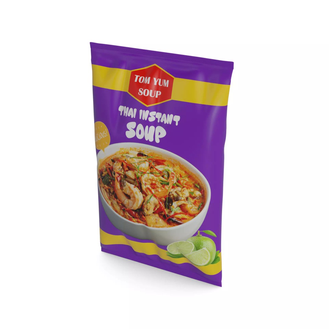 Thai Tom Yum Instant Soup 3D Model – Realistic Low Poly Asset, FBX - View 2