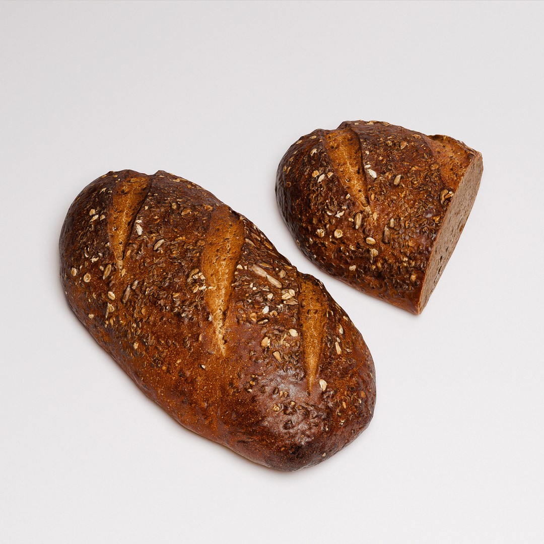 Multigrain Artisan Bread 3D Model – Low Poly PBR Asset, FBX & OBJ - View 4