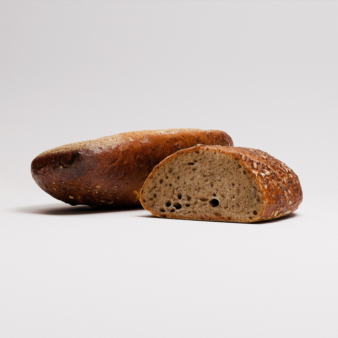 Multigrain Artisan Bread 3D Model – Low Poly PBR Asset, FBX & OBJ - View 6