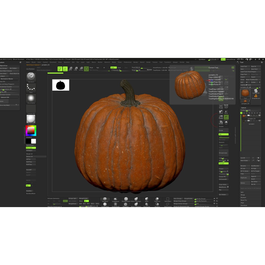 Realistic Pumpkin 3D Model – High Poly PBR Asset, OBJ & Blender - View 10