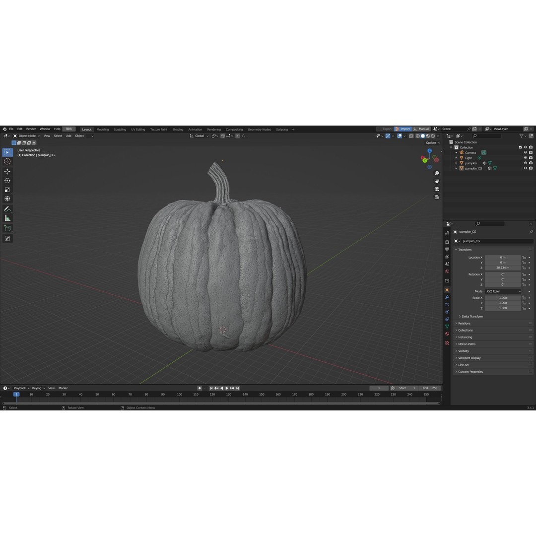 Realistic Pumpkin 3D Model – High Poly PBR Asset, OBJ & Blender - View 16