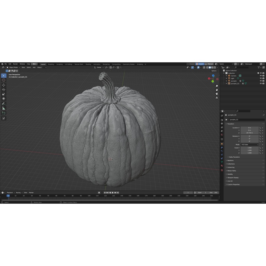Realistic Pumpkin 3D Model – High Poly PBR Asset, OBJ & Blender - View 18