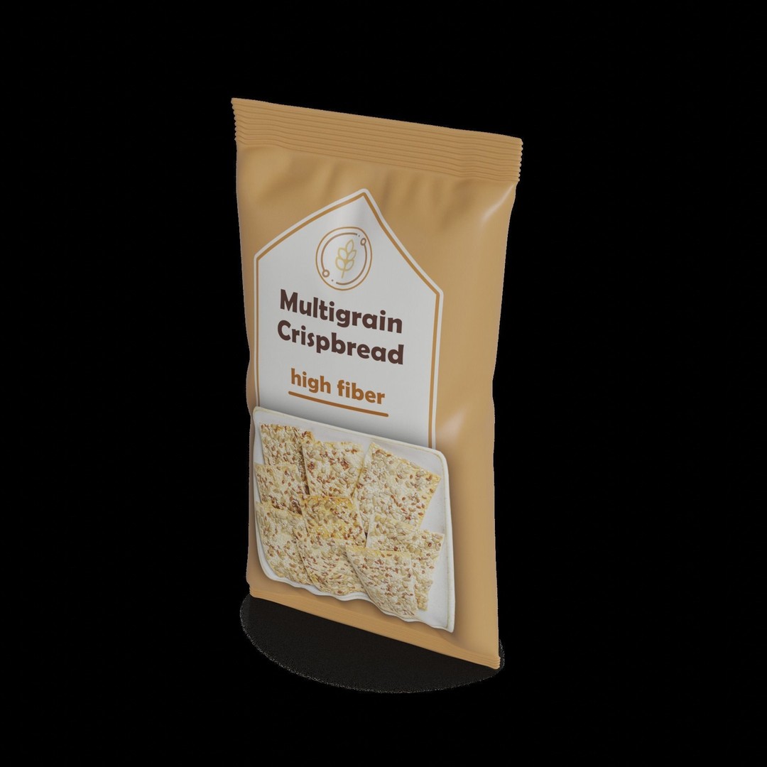 Multigrain Crispbread 3D Model – Realistic Bakery Asset, FBX
