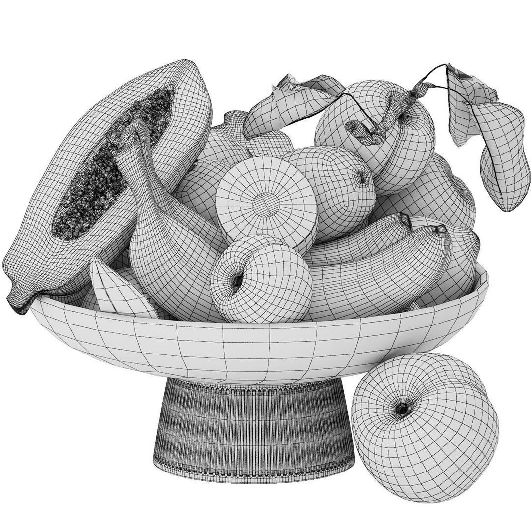 Bowl of Tropical Fruits 3D Model – High Poly PBR Asset, OBJ/3dsMax