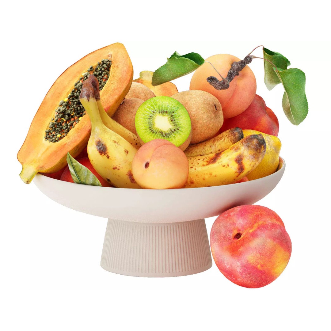 Bowl of Tropical Fruits 3D Model – High Poly PBR Asset, OBJ/3dsMax - View 2