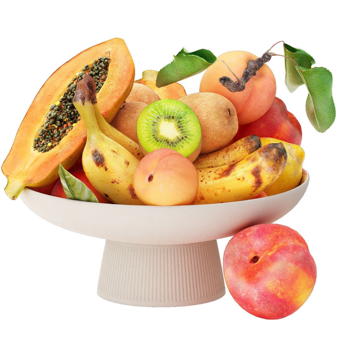 Bowl of Tropical Fruits 3D Model – High Poly PBR Asset, OBJ/3dsMax - View 3