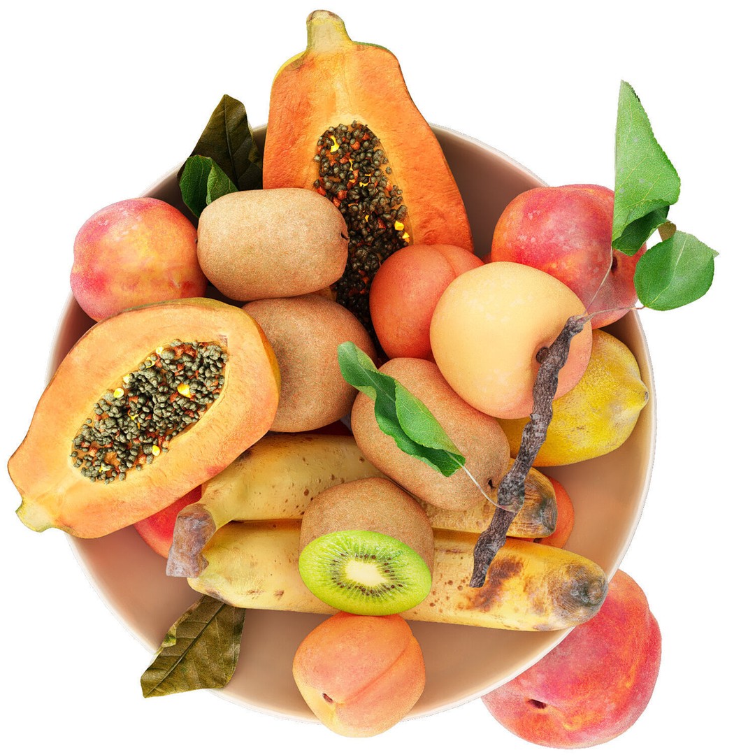 Bowl of Tropical Fruits 3D Model – High Poly PBR Asset, OBJ/3dsMax - View 4