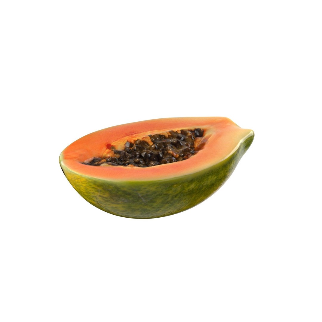 Papaya Fruit 3D Model – Low Poly Game Asset, Blender, FBX, OBJ - View 3