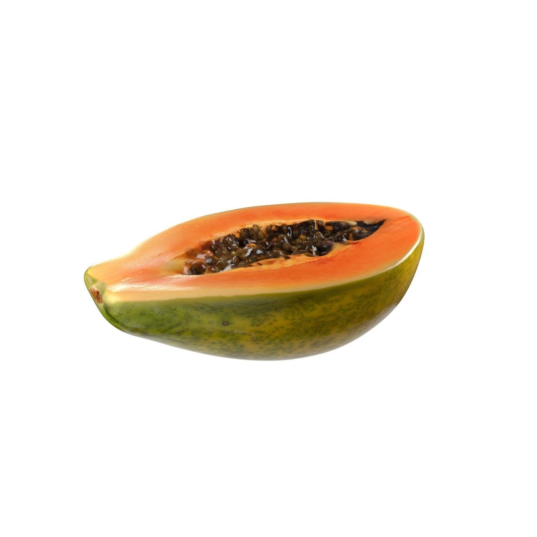 Papaya Fruit 3D Model – Low Poly Game Asset, Blender, FBX, OBJ - View 4